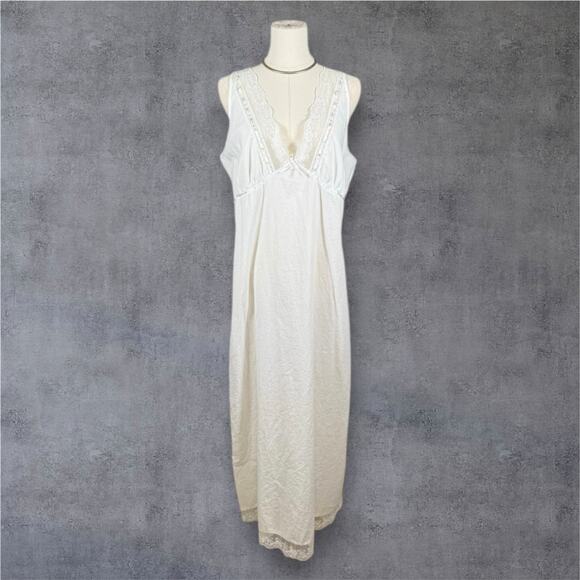 Vintage White Lace Nightgown Ballet Length Cottagecore Sleeveless | M/L - Picture 1 of 8